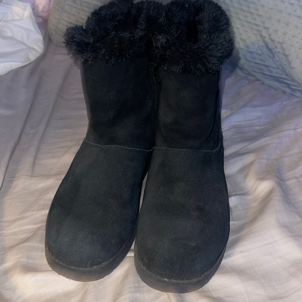 Black Fur Zip-up Boots. Target Brand.